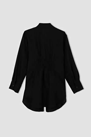 Regular Fit Keten Uzun Kollu  Gömlek Tunik