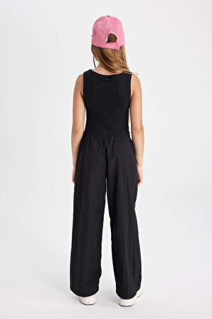 DeFacto Kız Çocuk Wide Leg Geniş Bol Paça Beli Lastikli Siyah Pantolon C8775A824AUBK27