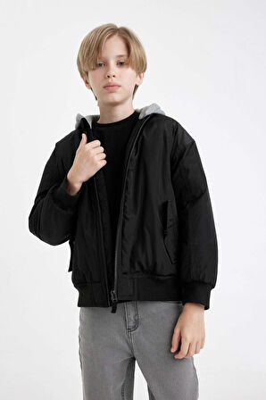 DeFacto Erkek Çocuk Çıkarılabilir Kapüşon Kolej Yaka Bomber Mont C5986A824WNBK27