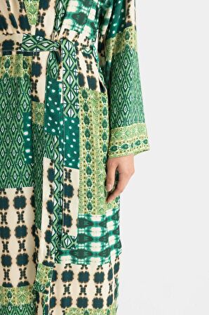 DeFacto Relax Fit Desenli Uzun Viskon Kimono C9688AX24SMKH461