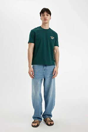 DeFacto Regular Fit Bisiklet Yaka Sırt Baskılı Kısa Kollu Tişört C5672AX24HSGN650