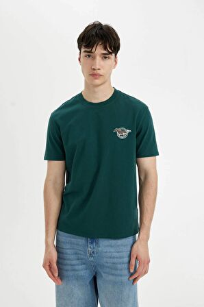 DeFacto Regular Fit Bisiklet Yaka Sırt Baskılı Kısa Kollu Tişört C5672AX24HSGN650