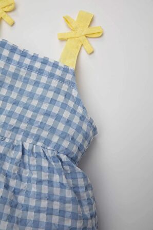 DeFacto Kız Bebek Kareli Kolsuz Krinkıl Elbise D0603A524SMBE366