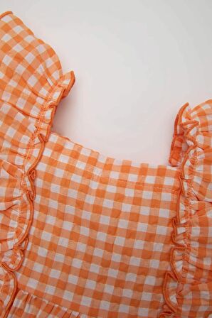 DeFacto Kız Bebek Kareli Kolsuz Krinkıl Elbise D0581A524HSWT34
