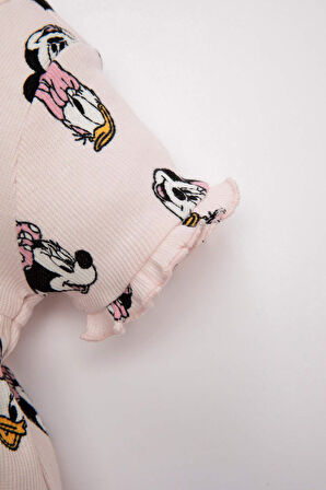 DeFacto Kız Bebek 2'li Takım Disney Mickey & Minnie Fitilli Kaşkorse Kısa Kollu Elbise Külot D0795A524HSPN344