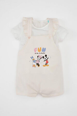 DeFacto Kız Bebek 2'li Takım Disney Mickey & Minnie Kısa Kollu Tişört Kolsuz Tulum D0796A524HSPN344