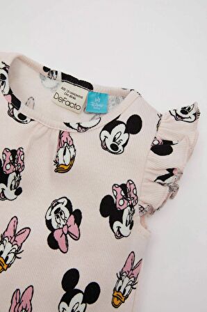 DeFacto Kız Bebek Yenidoğan Disney Mickey & Minnie Fitilli Kaşkorse Kolsuz Tulum D0799A524HSPN344