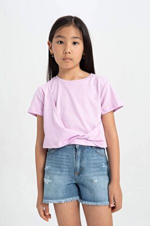 DeFacto Kız Çocuk Relax Fit Bisiklet Yaka Kısa Kollu Tişört C9775A824HSPR139