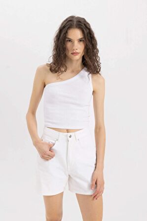 DeFacto Slim Fit Tek Omuzlu Fitilli Kaşkorse Casual Atlet C9716AX24SMWT34