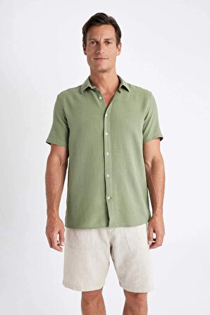 DeFacto Regular Fit Yazlık Polo Yaka Pamuklu Kısa Kollu Gömlek D2924AX24SMKH430