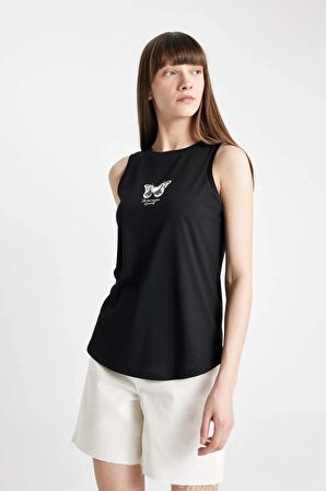 DeFacto Regular Fit Baskılı Bisiklet Yaka Atlet D3603AX24SMBK81