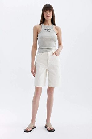 Slim Fit Baskılı Halter Yaka Fitilli Kaşkorse Atlet