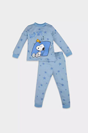 DeFacto Erkek Bebek Pijama Takım Snoopy Penye Uzun Kollu Üst Beli Lastikli Uzun Alt D3550A524WNBE177