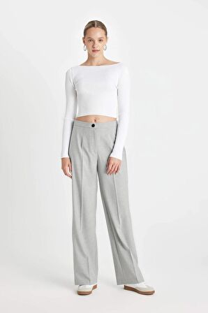 DeFacto Wide Leg Kumaş Pantolon Geniş Bol Paça Standart Boy Basic Düz Yüksek Bel C6402AX24AUGR28