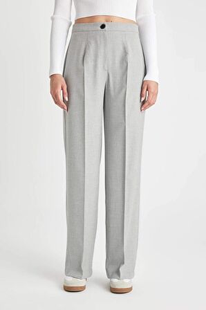 DeFacto Wide Leg Kumaş Pantolon Geniş Bol Paça Standart Boy Basic Düz Yüksek Bel C6402AX24AUGR28
