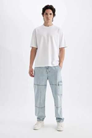 DeFacto Wide Leg Fit Geniş Kalıp Normal Bel Geniş Paça Jean Pantolon D2214AX24SMNM39