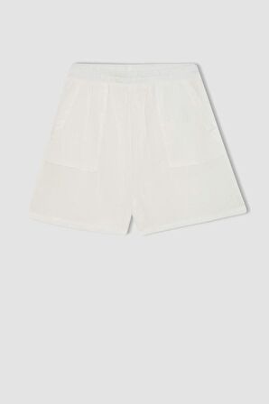DeFacto Regular Fit Normal Bel Kısa Paça Müslin Şort Y0996AZ24HSWT32