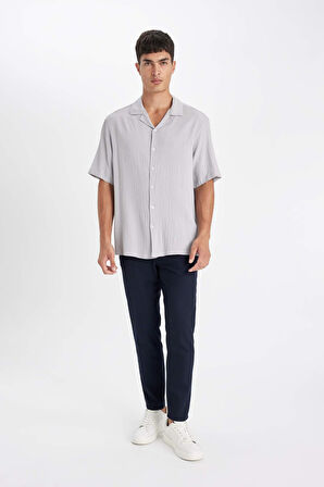 DeFacto Relax Fit Yazlık Polo Yaka Penye Kısa Kollu Gömlek C4117AX24SMGR451