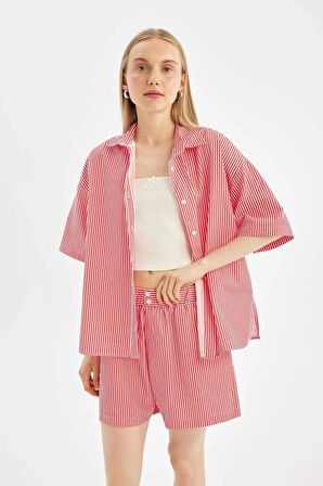 DeFacto Coool Regular Fit Normal Bel Kısa Paça Poplin Şort D3469AX24HSRD93