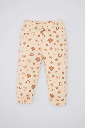DeFacto Kız Bebek Pijama Takımı Leopar Desenli Uzun Kollu Üst Uzun Alt D5368A524WNBG744