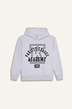 DeFacto Erkek Çocuk 2'li Takım Kapüşonlu Baskılı Sweatshirt Beli Lastikli Eşofman Altı D4746A824WNGR400