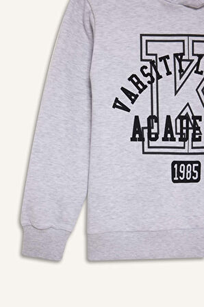 DeFacto Erkek Çocuk 2'li Takım Kapüşonlu Baskılı Sweatshirt Beli Lastikli Eşofman Altı D4746A824WNGR400