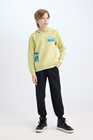 DeFacto Erkek Çocuk 2'li Takım Kapüşonlu Baskılı Sweatshirt Beli Lastikli Jogger Eşofman Altı D5222A824WNGN659