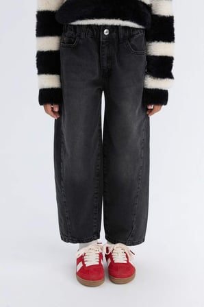 DeFacto Kız Çocuk Barrel Fit Bilek Boy Geniş Bol Paça Jean Pantolon D5448A824WNNM36