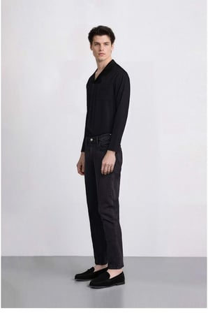 DeFacto Carlo Skinny Fit Ekstra Dar Kalıp Normal Bel Ekstra Dar Paça Siyah Jean Pantolon S2285AZ25SPNM40