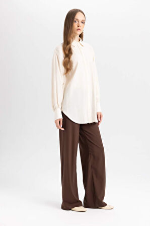 DeFacto Wide Leg Geniş Paça Esnek Belli Bağcıklı Basic Düz Pantolon C5628AX24AUBN540