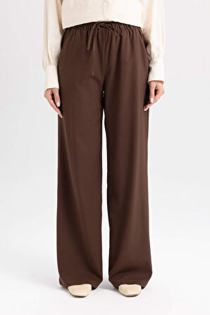 DeFacto Wide Leg Geniş Paça Esnek Belli Bağcıklı Basic Düz Pantolon C5628AX24AUBN540