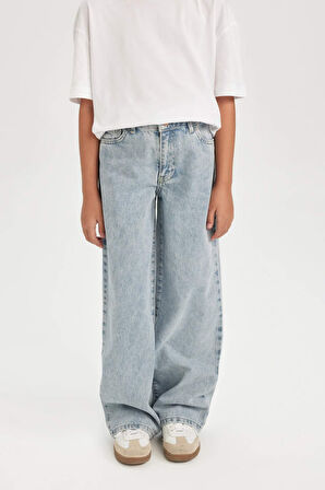 Kız Çocuk Wide Leg Geniş Paça Jean Pantolon