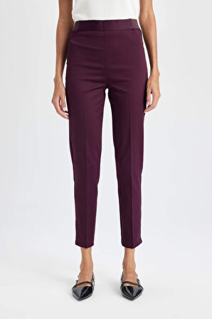 DeFacto Sigaret Saten Kumaş Pantolon Bordo Normal Bel Basic Düz Beli Lastikli Düz Paça J8743AZ24WNBR171