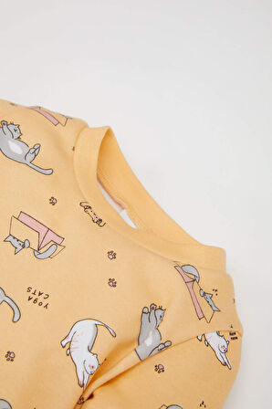 Kız Bebek Pijama Takımı Desenli Uzun Kollu Üst Beli Lastikli Uzun Alt
