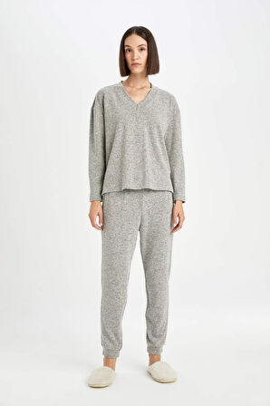 Fall in Love Regular Fit Uzun Kollu V Yaka Pijama Takımı