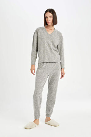 Fall in Love Regular Fit Uzun Kollu V Yaka Pijama Takımı