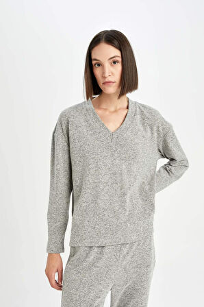 Fall in Love Regular Fit Uzun Kollu V Yaka Pijama Takımı
