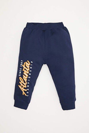 DeFacto Erkek Bebek 2'li Takım Kapüşonlu Baskılı Sweatshirt Beli Lastikli Jogger Eşofman Altı D5824A524WNNV241