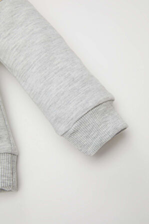Erkek Bebek 2'li Takım Renk Bloklu Uzun Kollu İçi Yumuşak Tüylü Sweatshirt Beli Lastikli Eşofman Altı