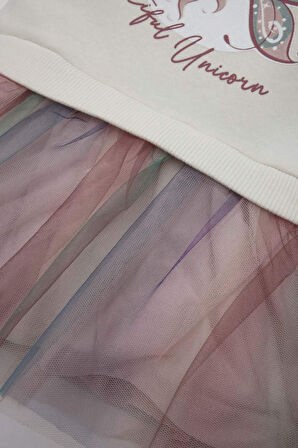DeFacto Kız Bebek Unicorn Baskılı Uzun Kollu Kalın Tütülü Sweat Elbise D5621A524WNER233
