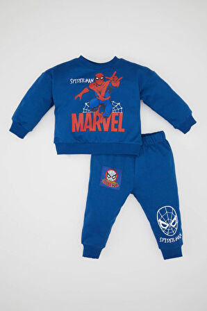 DeFacto Erkek Bebek 2'li Takım Marvel Comics Bisiklet Yaka Sweatshirt Beli Lastikli Jogger Eşofman Altı D5937A524WNBE169