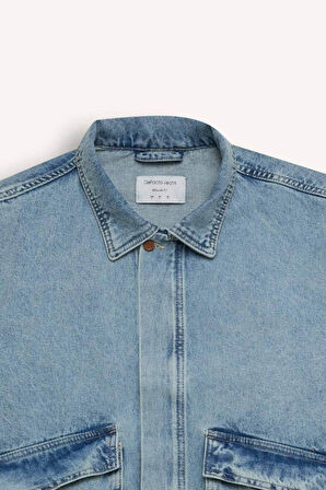 Regular Fit Cepli Jean Ceket