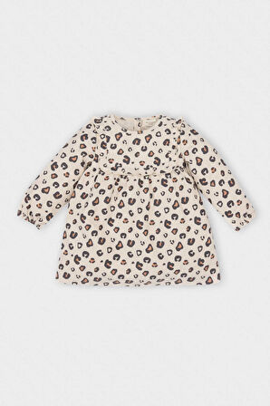 Kız Bebek Desenli Uzun Kollu Elbise