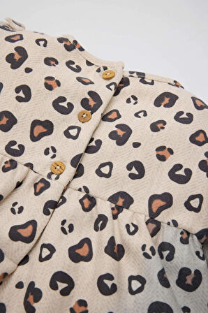 Kız Bebek Desenli Uzun Kollu Elbise