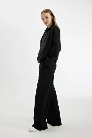 Coool Wide Leg Beli Lastikli Bağcıklı Cepli Bol Paça Basic Düz Eşofman Altı