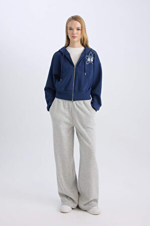 DeFacto Coool Wide Leg Geniş Bol Paça Eşofman Altı Beli Lastikli Bağcıklı Cepli Basic Düz B3345AX24WNGR210