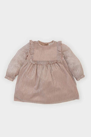 DeFacto Kız Bebek Uzun Kollu Şifon Elbise B2334A524WNBR476