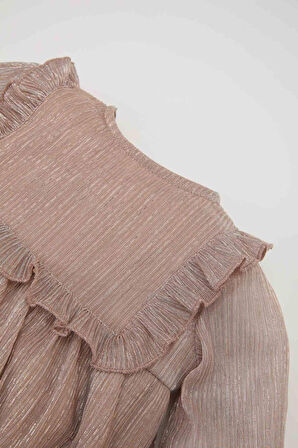 DeFacto Kız Bebek Uzun Kollu Şifon Elbise B2334A524WNBR476