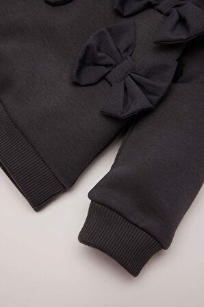 DeFacto Kız Bebek Bisiklet Yaka Fiyonklu Sweatshirt D6267A524WNAR1