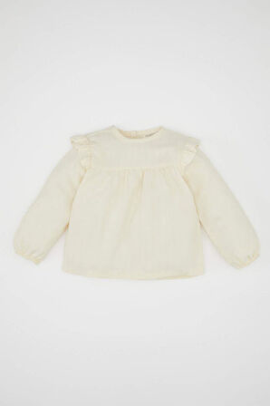 DeFacto Kız Bebek Bisiklet Yaka Twill Uzun Kollu Gömlek D6234A524WNER233